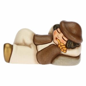 Pastore dormiente in ceramica presepe classico bianco