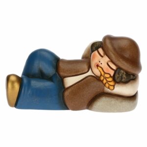 Pastore dormiente in ceramica presepe classico blu