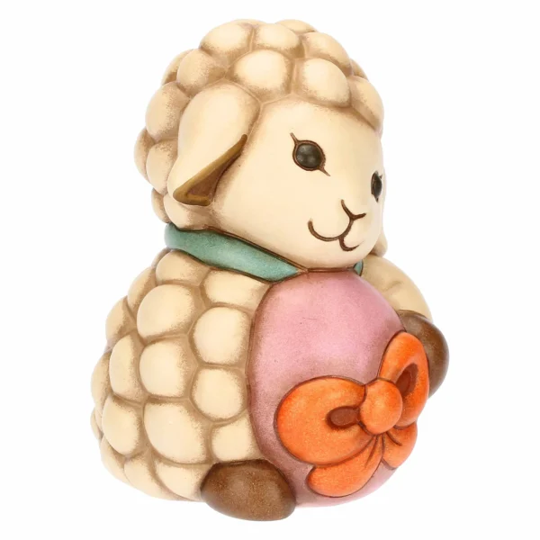 Agnellino Nelly con uovo in ceramica Sorprese di Pasqua, medio - immagine 5