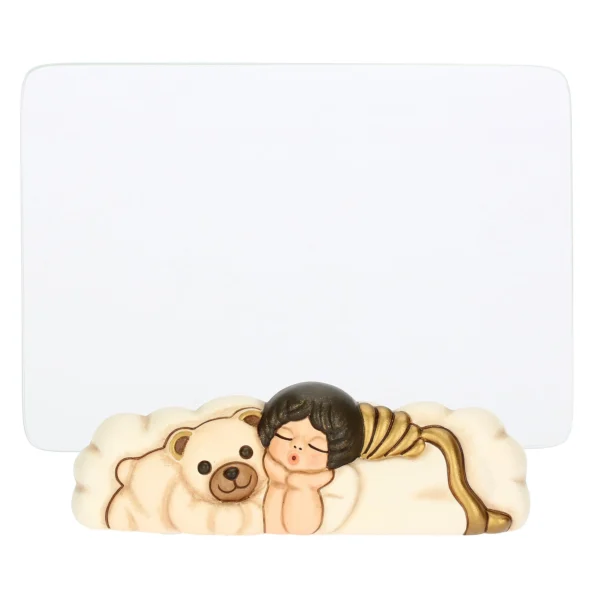 Portafoto con Angelo e Teddy in vetro e ceramica