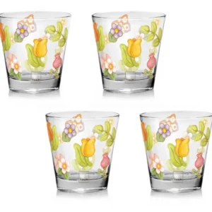 Set 4 bicchieri colorati in vetro Happy Country