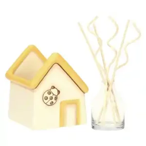 Porta diffusore a forma di casetta con coccinella in ceramica