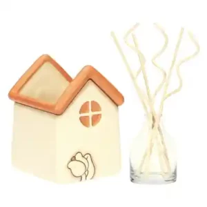 Porta diffusore a forma di casetta con tulipano in ceramica
