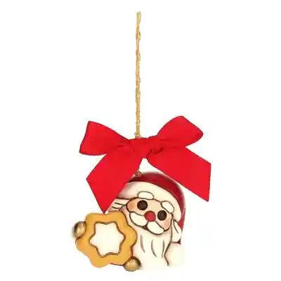 Addobbo natalizio Babbo Natale con stella in ceramica, piccolo