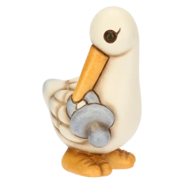 Cicogna Cindy in ceramica con ciuccio azzurro - immagine 4