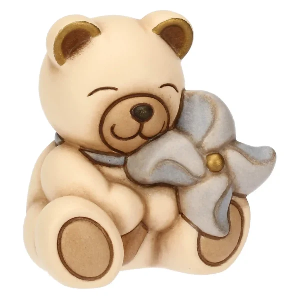 Teddy in ceramica con girandola azzurra - immagine 5