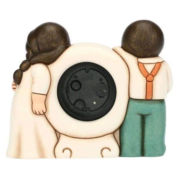 Orologio da tavolo con sposini in ceramica - immagine 3