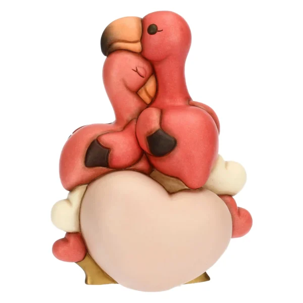 Coppia fenicotteri in ceramica con cuori, maxi - immagine 3