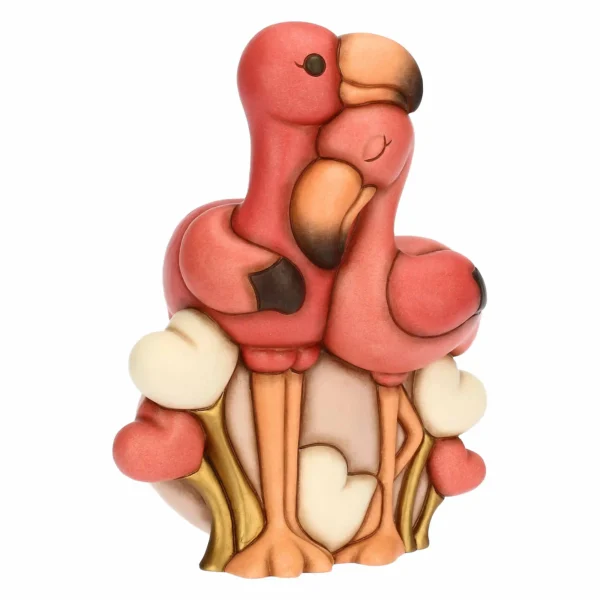 Coppia fenicotteri in ceramica con cuori, maxi - immagine 5