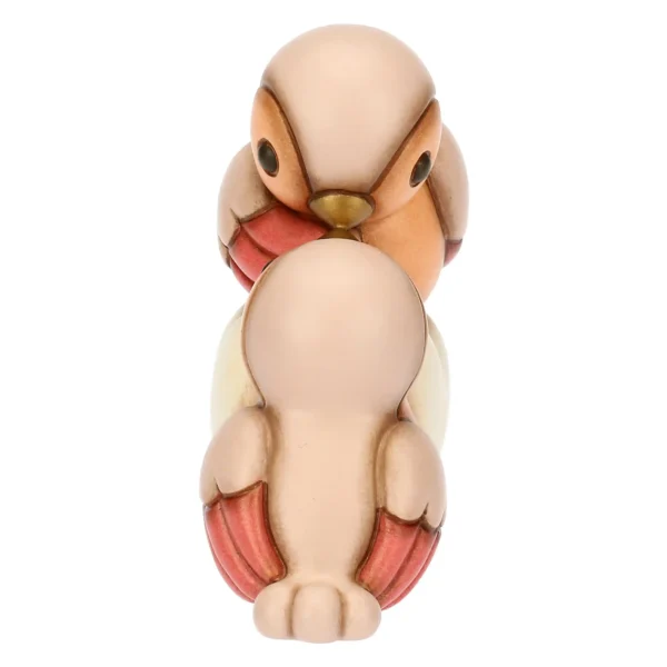 Coppia ciuffolotti in ceramica con cuore, medi - immagine 2