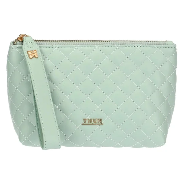 Pochette in ecopelle trapuntata, verde