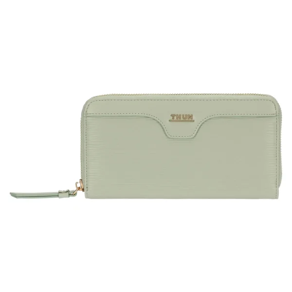 Portafoglio con chiusura zip in ecopelle, verde