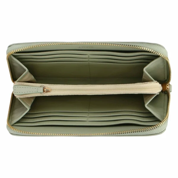 Portafoglio con chiusura zip in ecopelle, verde - immagine 3