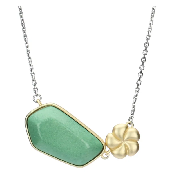 Collana con pietra in ceramica e fiore - immagine 2