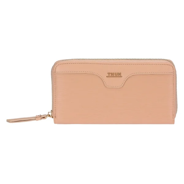 Portafoglio con chiusura zip in ecopelle, rosa