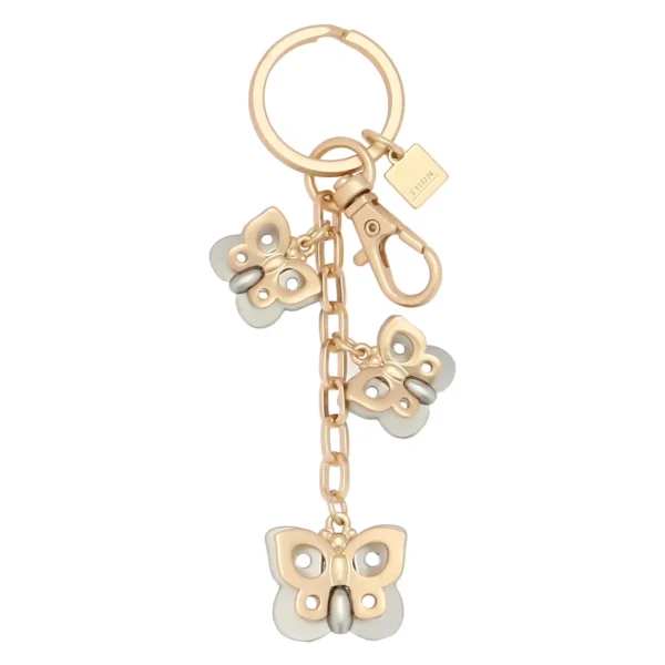 Portachiavi in metallo 3 charms farfalle